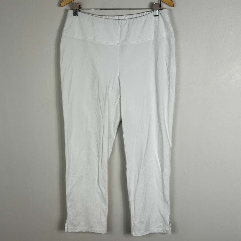 Sympli Canada White Lux Ponte Pants Womens Size 12 Tencel Elastic Waist Trousers